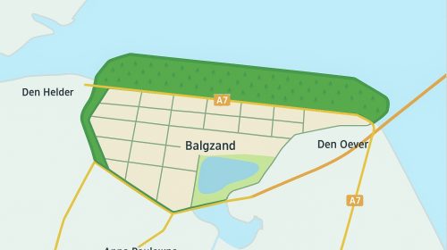 Plattegrond inpoldering Balgzand-gebied