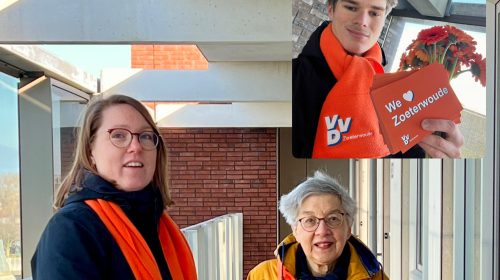 VVD Zoeterwoude deelt bloemen uit tijdens Valentijnsdag Zoeterwoude bij Habion