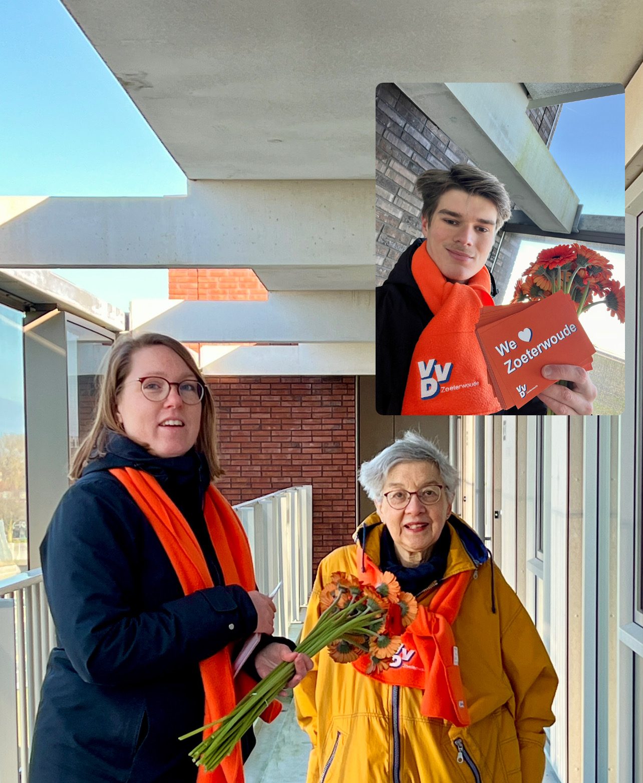 VVD Zoeterwoude deelt bloemen uit tijdens Valentijnsdag Zoeterwoude bij Habion