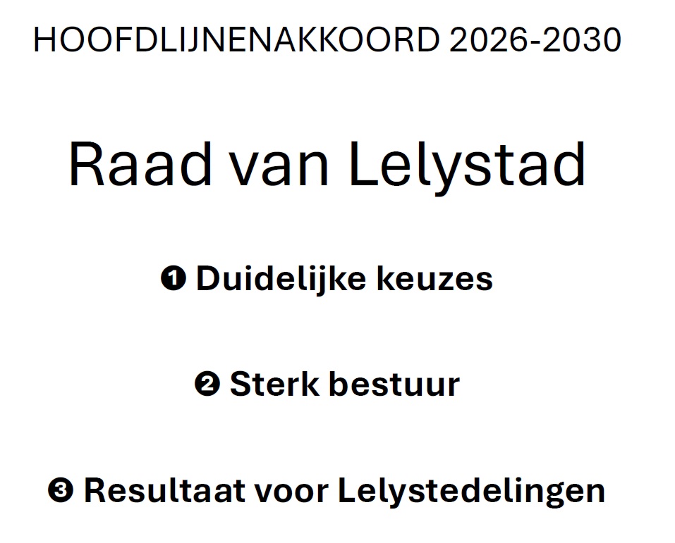 Hoofdlijnenakkoord 2026-2030 met PVV, FvD en Mooi Lelystad