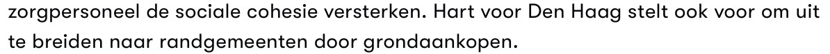 Een van de passages uit het verkiezingsprogramma van Hart voor Den Haag.
